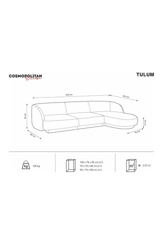 Canapé d'angle droit Tulum - Bleu roi