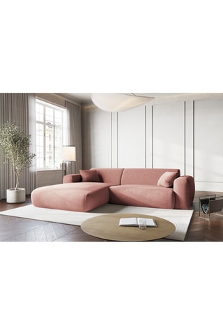 Canapé d’angle gauche Nolio - Rose - 4 places - En polyester