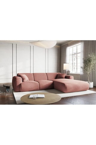 Canapé d’angle Nolio - Rose chiné - 4 places - En polyester