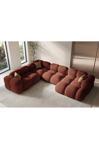 Canapé d'angle gauche panoramique Loretto - Corail - 5 places - En tissu structurel