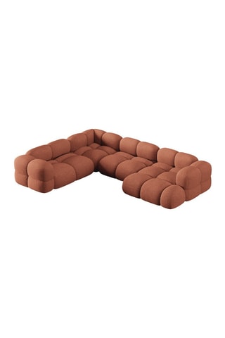 Canapé d'angle gauche panoramique Loretto - Corail - 5 places - En tissu structurel