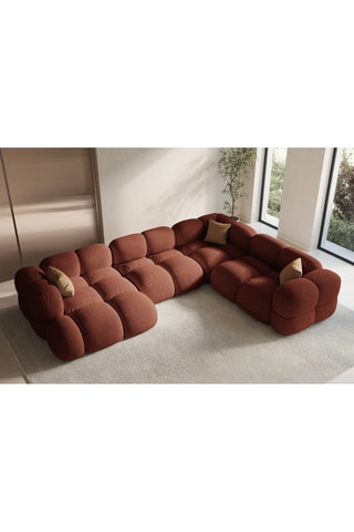 Canapé d’angle droit panoramique Loretto - Corail - 5 places - Tissu structurel