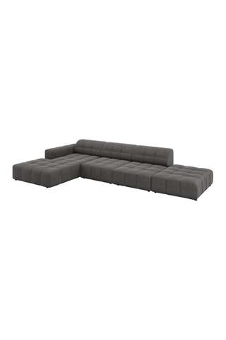 Canapé d'angle gauche Chicago - Gris - 5 places - En tissu velours