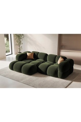 Canapé d’angle gauche Loretto - Vert - 3 places - Toucher velours