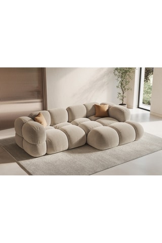 Canapé d’angle droit Loretto - Beige clair - 3 places - Toucher velours