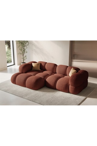 Canapé d’angle droit panoramique Loretto - Corail - 3 places - En tissu structurel