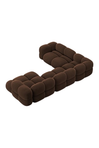 Canapé d'angle gauche panoramique Loretto - Marron - 5 places - Toucher velours