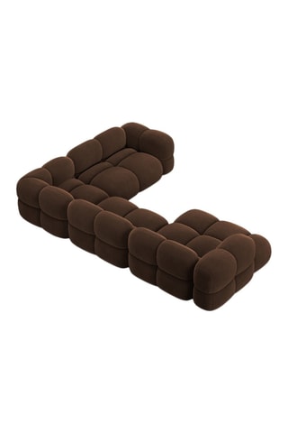 Canapé d’angle droit panoramique Loretto - Marron - 5 places - Toucher velours