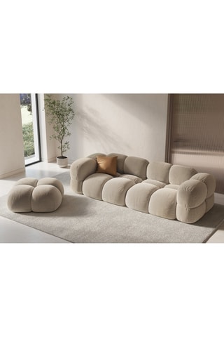 Canapé Lionel - Beige clair - 4 places - Tissu velours