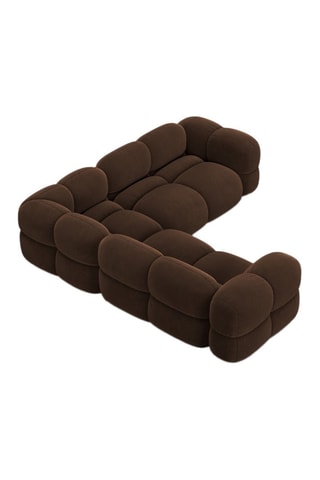 Canapé d’angle symétrique Loretto - Marron foncé - 4 places - Toucher velours