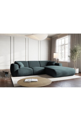 Canapé d’angle droit Nolio - Bleu pétrole - 4 places - En tissu chenille