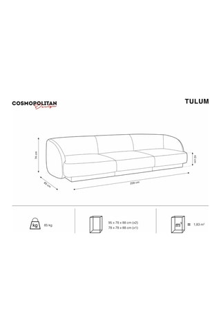 Canapé Tulum - Bleu roi - 3 places - Tissu chenille