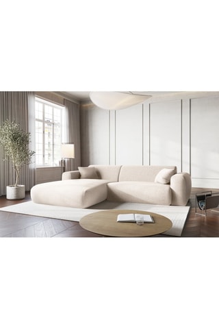 Canapé d'angle gauche Nolio - Beige clair - 4 places - En polyester - Toucher soie