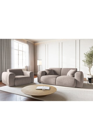 Canapé Nolio - Beige - 2 places - En tissu chenille - Toucher soie