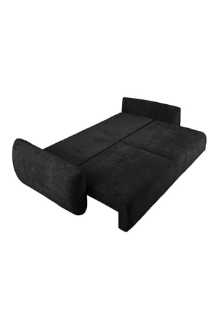 Canapé convertible avec coffre de rangement Matera - Noir - 3 places - En tissu chenille