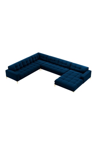 Canapé d'angle gauche Bali - Bleu roi - 7 places - Toucher velours