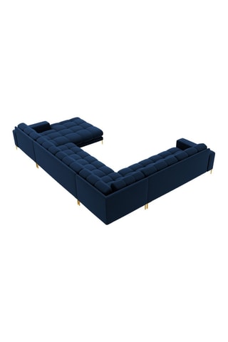 Canapé d'angle gauche Bali - Bleu roi - 7 places - Toucher velours
