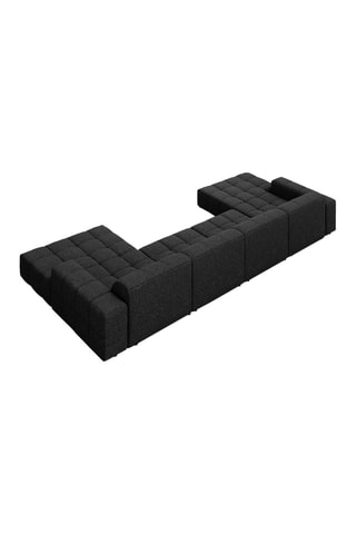 Canapé panoramique Chicago - Noir - 6 places - Tissu chenille