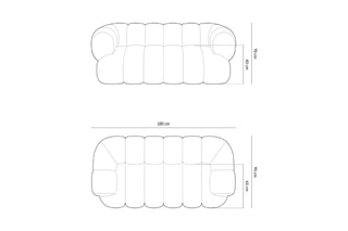 Canapé Koge - Bleu pétrole - 2 places - Toucher velours