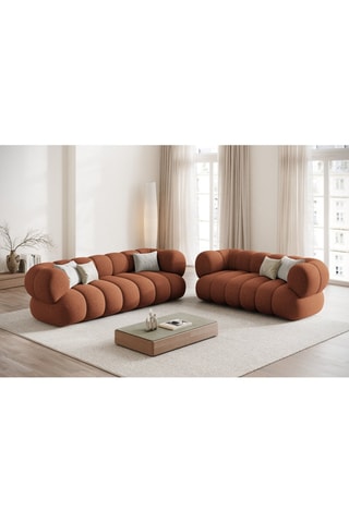 Canapé Koge - Rouge brique - 2 places - En tissu chenille