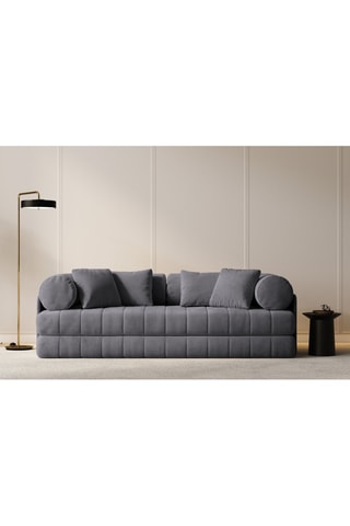 Canapé convertible Kemi - Gris foncé - 3 places - En tissu velours