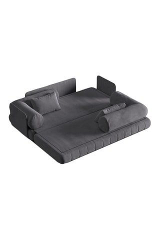 Canapé convertible Kemi - Gris foncé - 3 places - En tissu velours