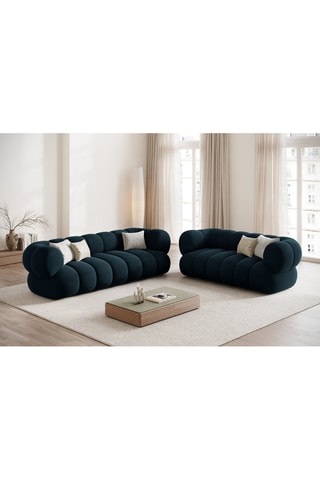 Canapé Koge - Bleu pétrole - 3 places - Toucher velours