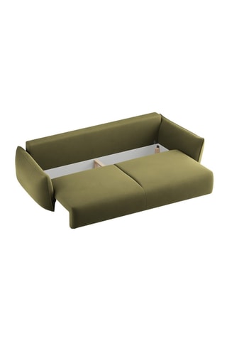 Canapé convertible Matera - Vert olive - 3 places - En tissu velours 
