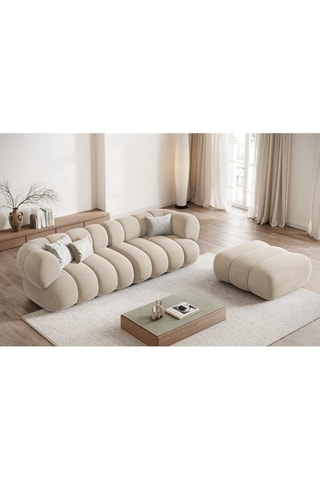 Canapé Koge - Beige - 4 places - Toucher velours