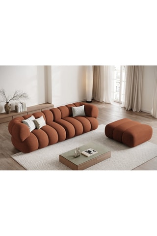 Canapé Koge - Rouge brique - 4 places - En tissu chenille