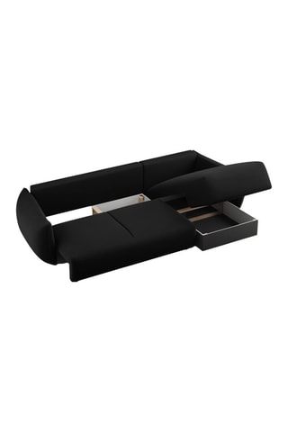 Canapé d’angle gauche convertible Matera - Noir - 4 places - En tissu velours