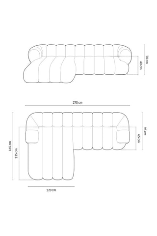 Canapé d’angle gauche Koge - Rouge brique - 5 places - En tissu chenille