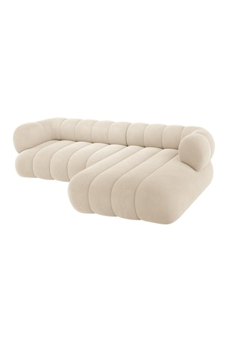 Canapé d’angle droit Koge - Beige clair - 5 places - En tissu velours