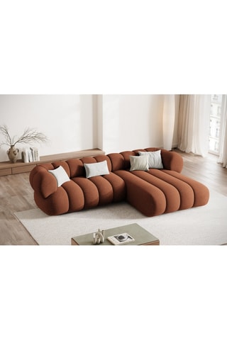 Canapé d’angle droit Koge - Rouge brique - 5 places - En tissu chenille