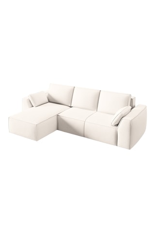 Canapé d'angle gauche convertible Fennel - Ivoire - 3 places - En tissu velours côtelé