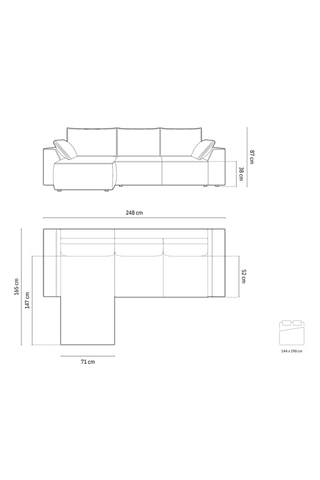Canapé d'angle gauche convertible Fennel - Ivoire - 3 places - En tissu velours côtelé