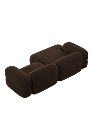 Canapé d'angle gauche Roger - Marron - 3 places - En tissu velours