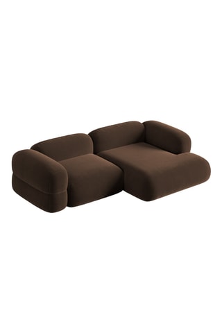 Canapé d'angle droit Roger - Marron - 3 places - En tissu velours