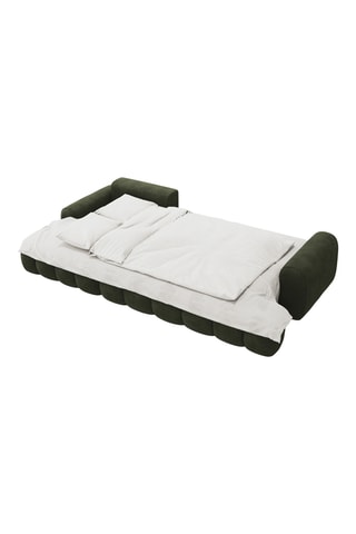 Canapé d'angle gauche convertible Linz - Vert foncé - 3 places - En tissu velours