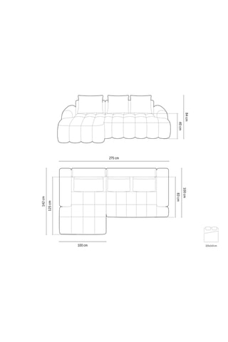 Canapé d'angle gauche convertible Linz - Vert foncé - 3 places - En tissu velours