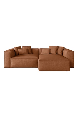 Canapé d'angle droit Aveiro - Marron - 3 places - En tissu chenille