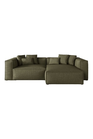 Canapé d'angle droit Aveiro - Vert olive - 3 places - En tissu chenille