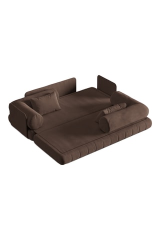 Canapé convertible - Marron - 3 places - En tissu velours