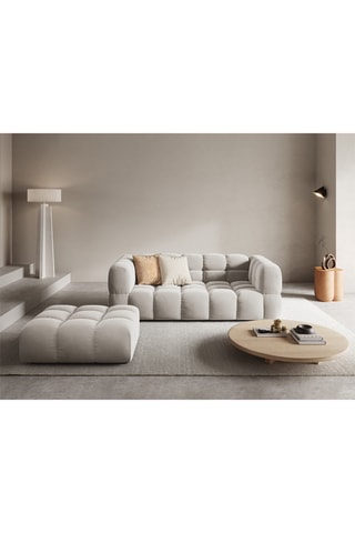 Canapé - Beige - 3 places - En tissu velours