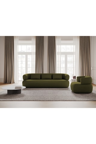 Canapé Aldrin - Vert olive - 4 places - En tissu velours