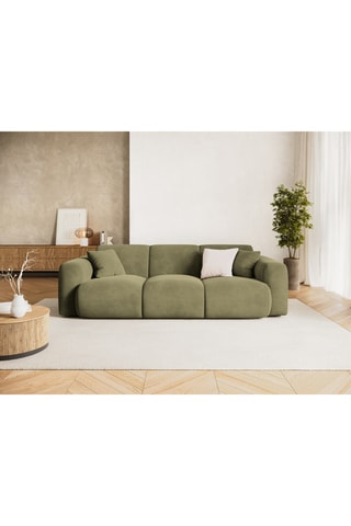 Canapé Nolio - Vert olive - 3 places - En tissu velours