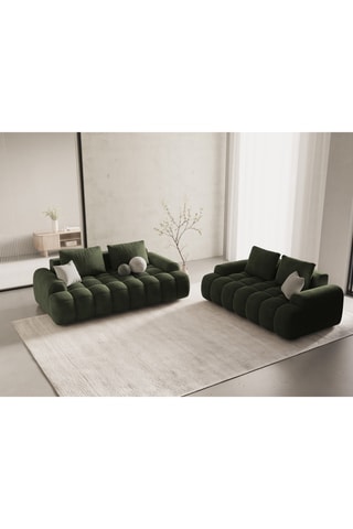 Canapé Linz - Vert foncé - 3 places - En tissu velours