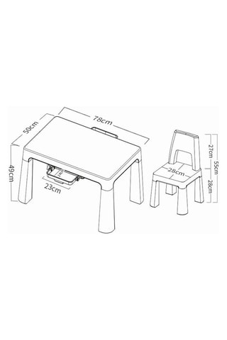 Mesa y 2 sillas - 78 x 49 x 50/28 x 55 x 28 cm - De 12 a 48 meses