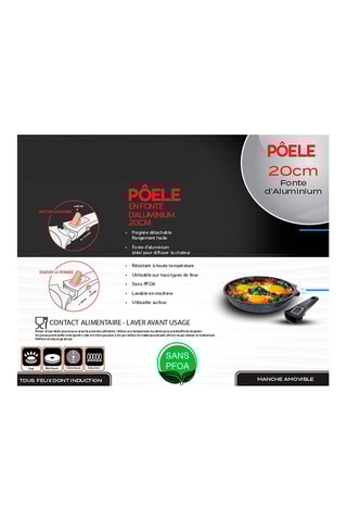 Sartén con mango extraíble - 20 cm