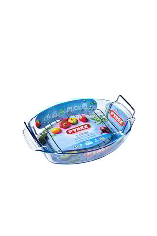 Fuente ovalada de vidrio de borosilicato con rejilla Irrésistible - 39 x 27 cm